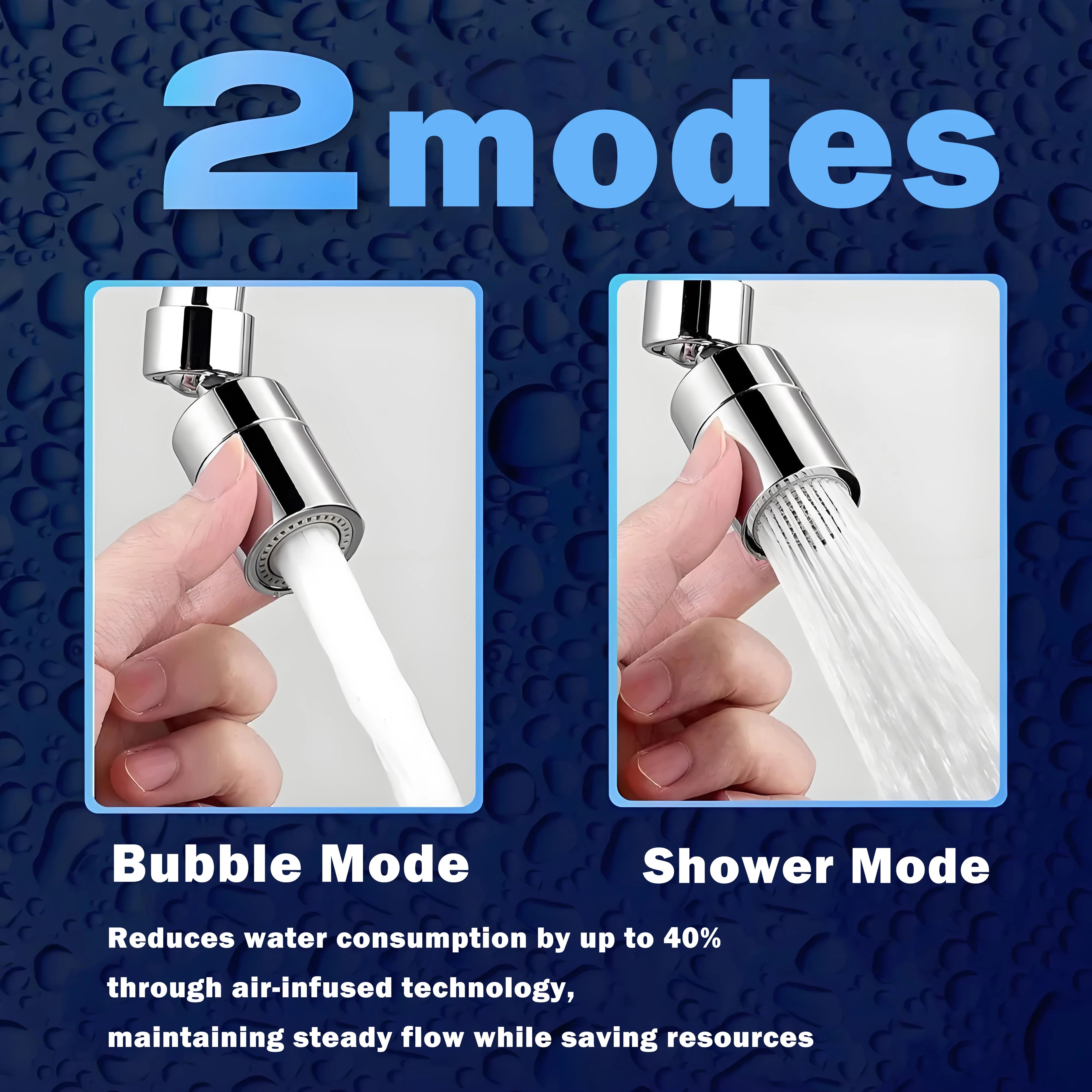 360° Rotary Kitchen Faucet Spray Head Filter washbasin Splash proof Adapter 2 Mode adjustable Kitchen Sink Faucet Aerator