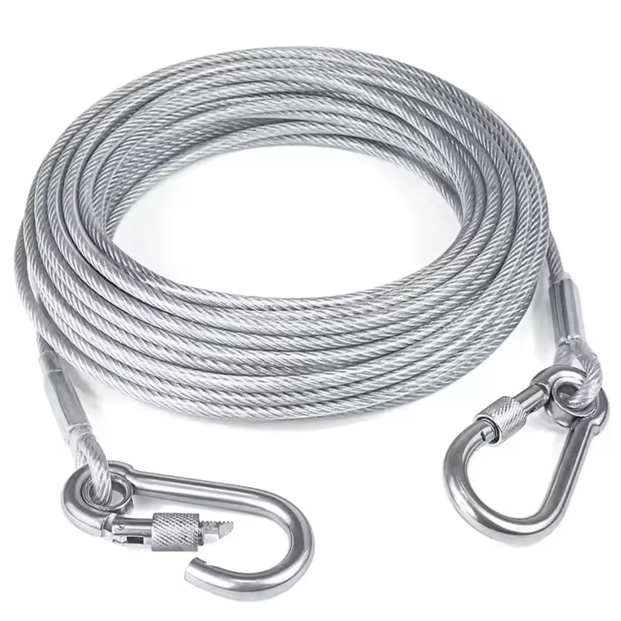 4.6m/9m/15m Double Leashes Stainless Steel Dog Tie  Strap Cable Leash Raction Rope with Metal Buckle Steel Wire Collar Outdoor