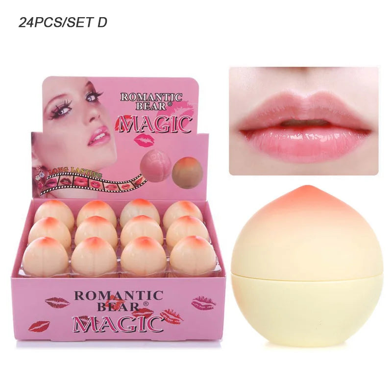 24Pcs Strawberry Peach Tomato Fruit Lip Balm Natural Formula Hydrating Repair Clear Lip Balm Moisturizing For Girls Lips Care