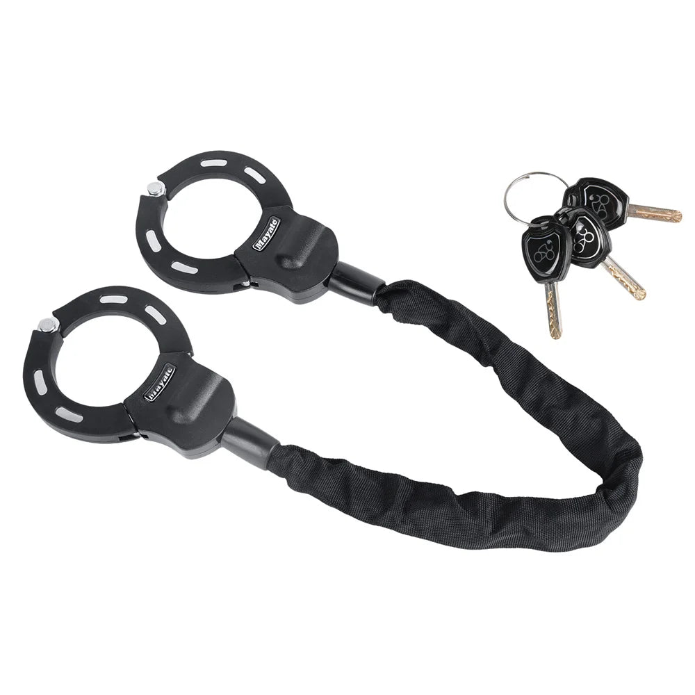 قفل دراجة معدني سميك مضاد للسرقة، قفل حماية سلسلة للدراجات الخارجية والمركبات الكهربائية والدراجات الجبلية والسكوتر