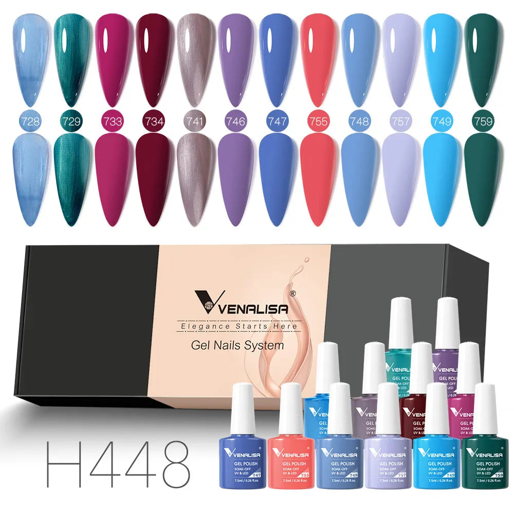 12pcs/kit Venalisa Vernis à ongles gel pigmentée Terre brune