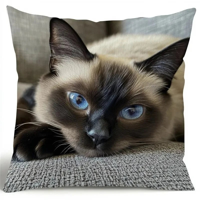 Cute Cartoon Cat Cushion Pillow Cover Simple Printed Throw Cushion Case Creative Home Sofa Decor Gift for Cat Lovers