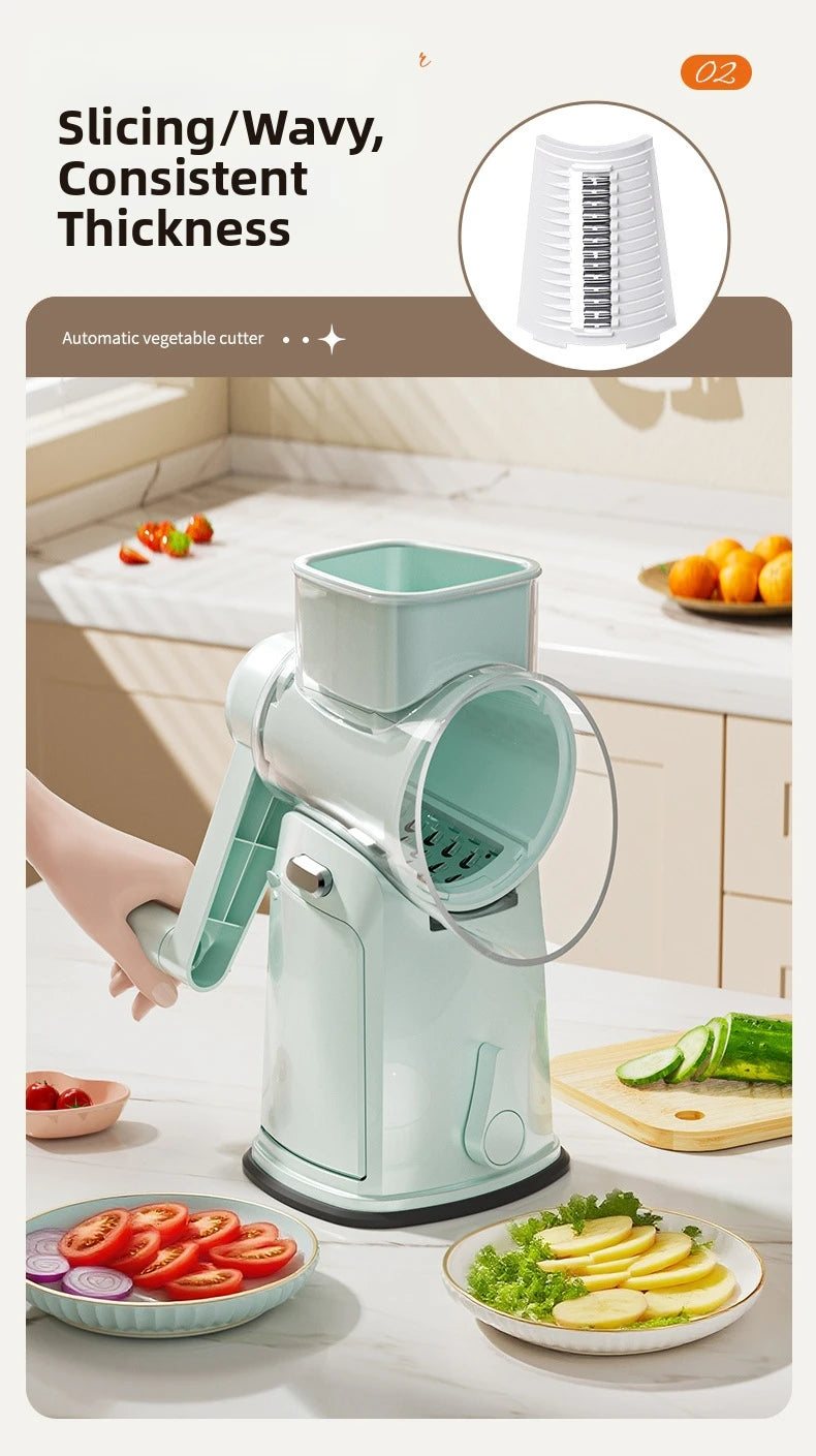 Household Manual Slicer, Stainless Steel Multi-Blade Design, Non-Slip Base, Portable And Easy To Clean, Kitchen Artifact