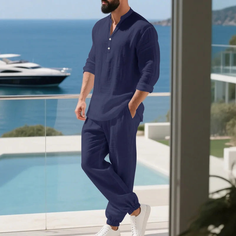 Ensemble en lin lâche américaine Automne