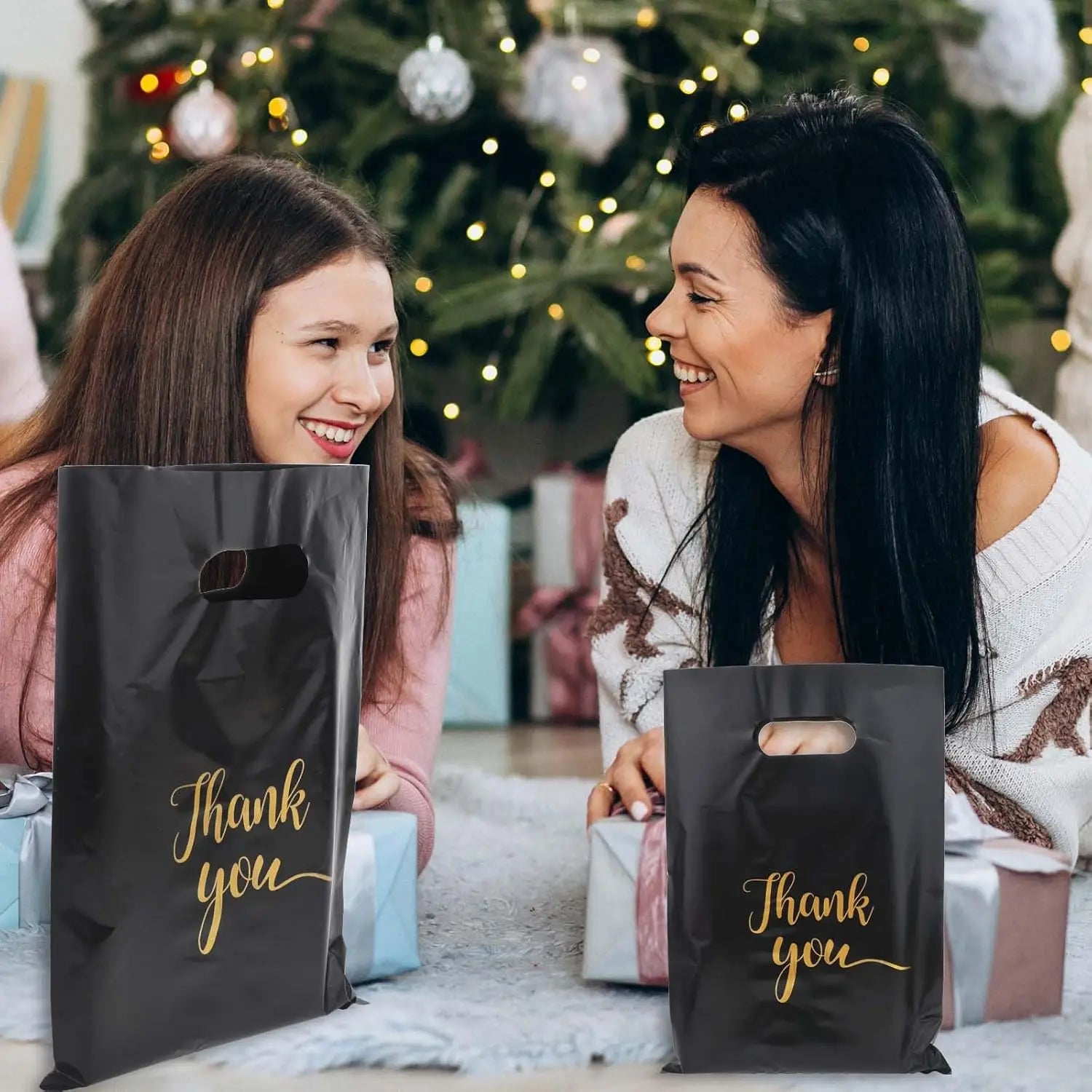 20/50pcs reusable foldable waterproof PE shopping bag, durable boutique supermarket retail bag, perfect thank you party gift bag