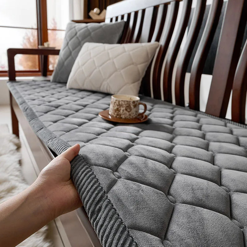 Velvet Solid Wood Sofa Cover Four Season Universal Solid Color Non-Slip Sofa Cushion Sofa Towel Home For Living Room Decoration