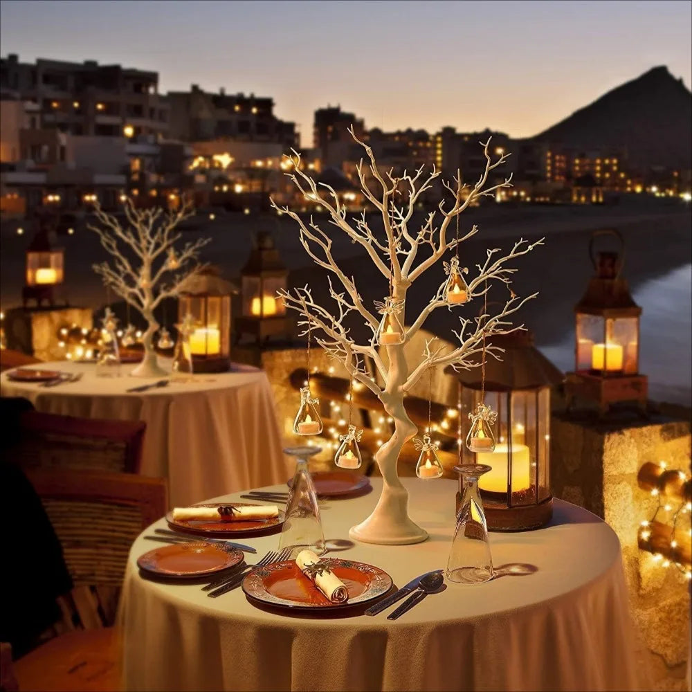 6/12 قطعة من حاملات الشموع الزجاجية الكريستالية اللطيفة على شكل ملاك لطاولة حفلات عيد الميلاد وعيد الشكر والنباتات الهوائية