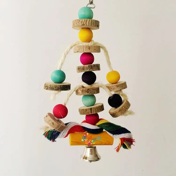 Parrot Toys Colorful Wooden Bird Supplies Unique Shape Diverse Ways To Play Complete Variety Large Parrot Bite Bird Toys