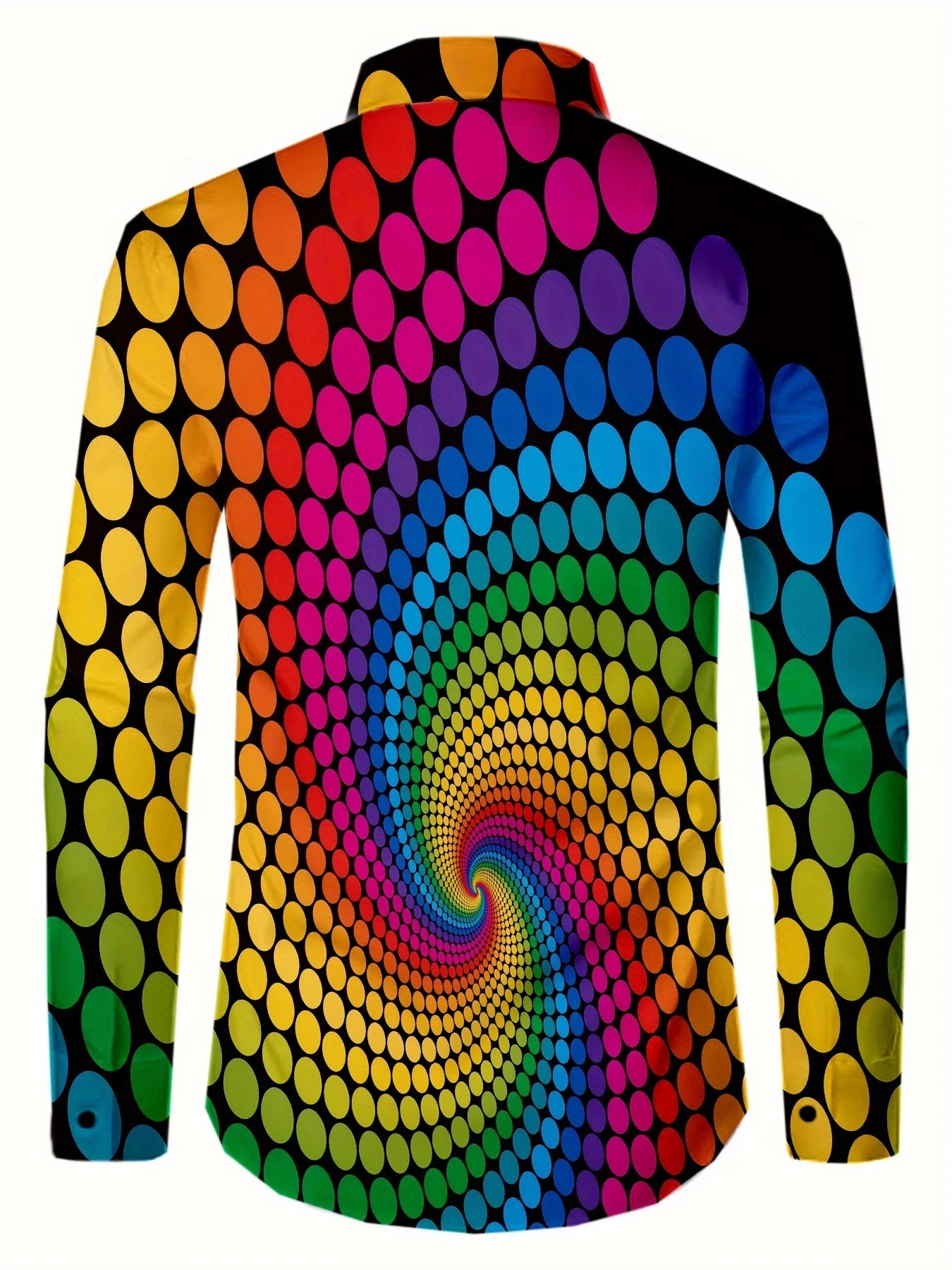 Men's long-sleeved shirts, bold abstract prints - bright colour-block designs, classic peak lapels and button-down plackets