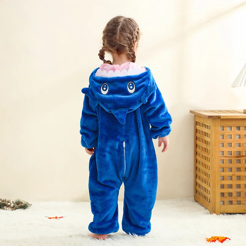 Winter Baby Rompers Baby Pijamas Halloween Ghost Bat Shark Deer Animal Cartoon Hooded Jumpsuits Cosplay Costume Boys Girl Pajama
