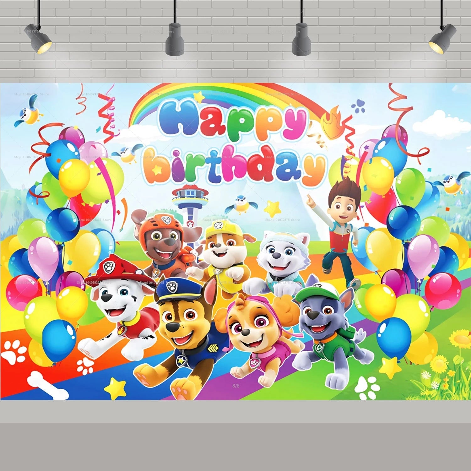 Paw Patrol Background Decoration Girl Children Birthday Party Photography Background Paw Patrol Banner Like Dog Decoration
