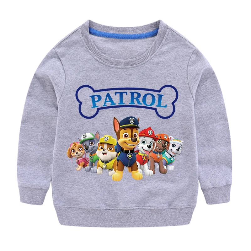2024 Cute Paw Patrol Sport Casual Hooded Sweatshirt Cartoon Paw Patrol Patchwork Pullover Autumn Hood Sportswear Birthday Gifts