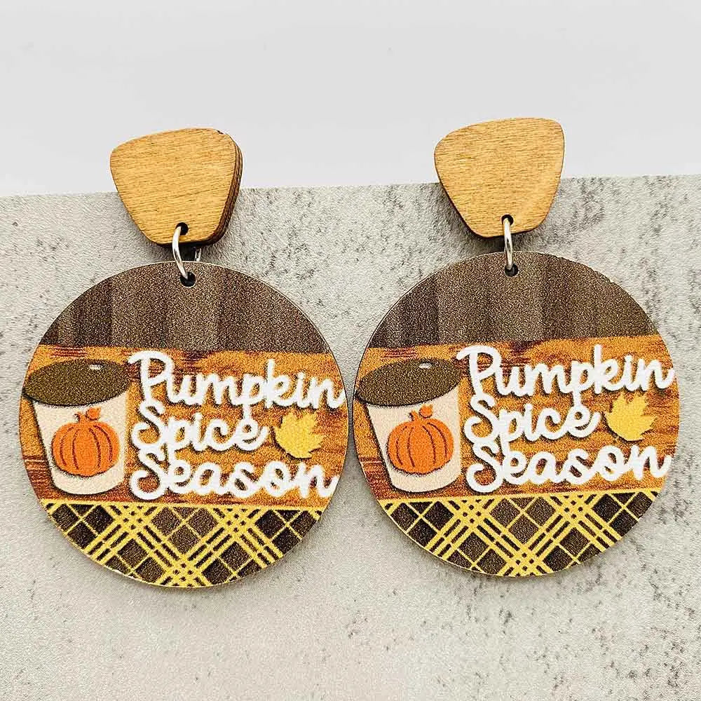 New Autumn Baseball Wooden Earrings Turkey Turquoise Pineapple Pumpkin Truck Vintage Earrings for Women Thanksgiving Gifts