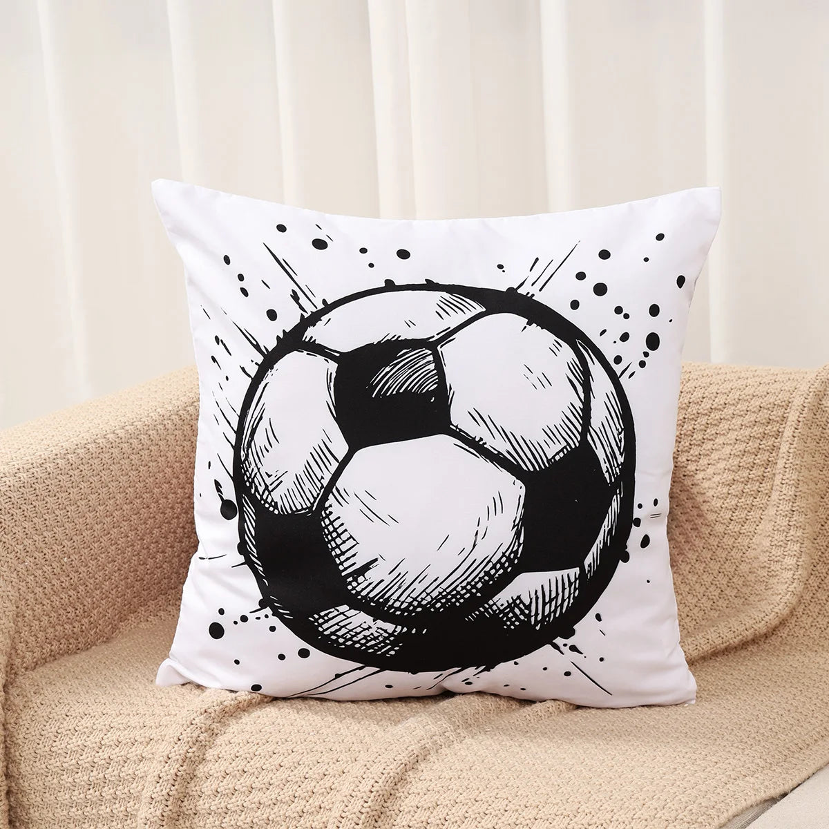 45x45cm Soccer Ball Football Sports Watercolor Pillowcase Printing Polyester Cushion Cover Decor Pillow Case Cover Home Decor
