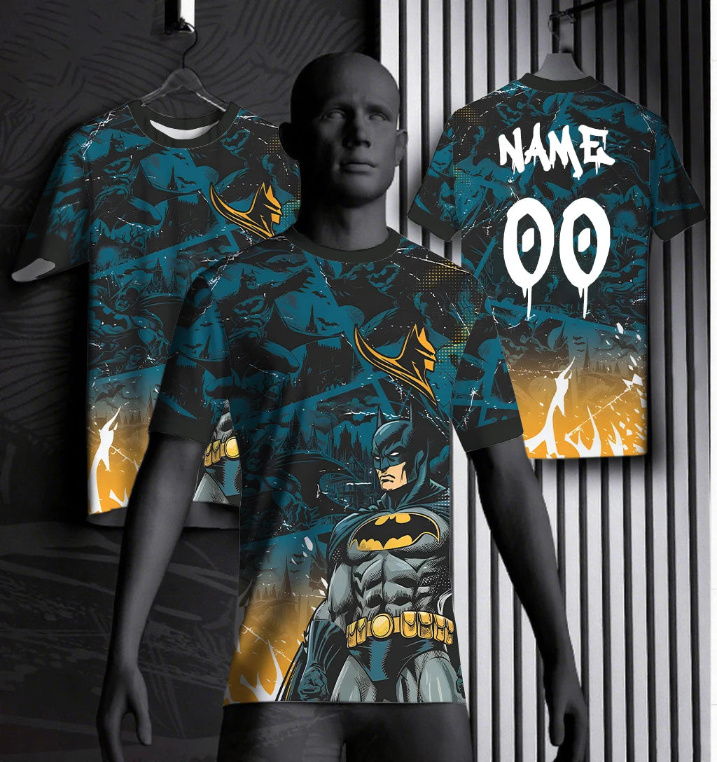 Marvel Batman Printed Men's T-shirt Running Loose T-shirt Gym Fitness Jogging Short Sleeve Men's Casual Shirt Top DIY Jersey