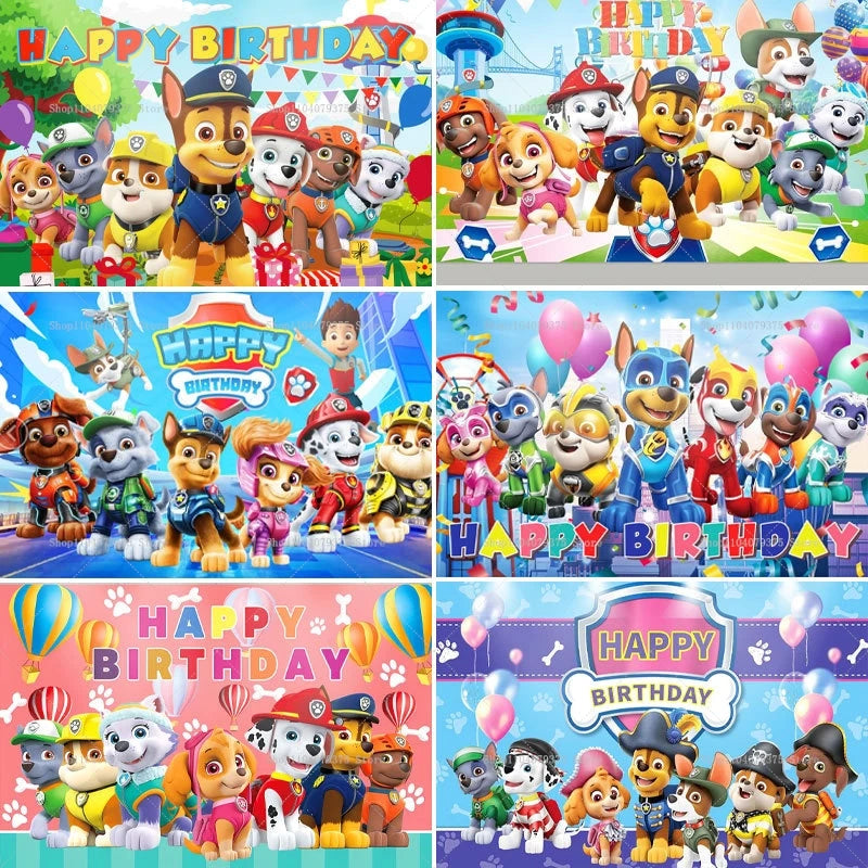 Paw Patrol Background Decoration Girl Children Birthday Party Photography Background Paw Patrol Banner Like Dog Decoration