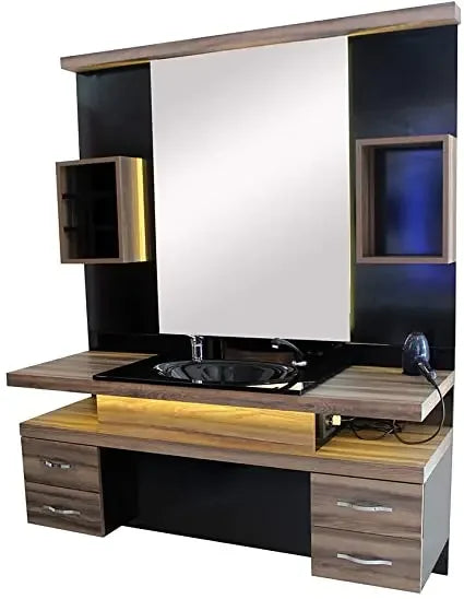 Table de travail de coiffeur avec évier | Station de coupe de cheveux | Établi de salon de coiffure