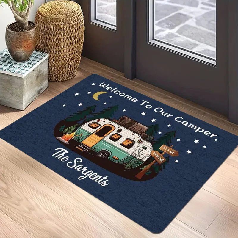 Playful Camper Car Printed Floor Mat for Living Room and Bedroom Anti-Slip Carpet Cozy Welcome Rug Home Decor Festivals Gifts