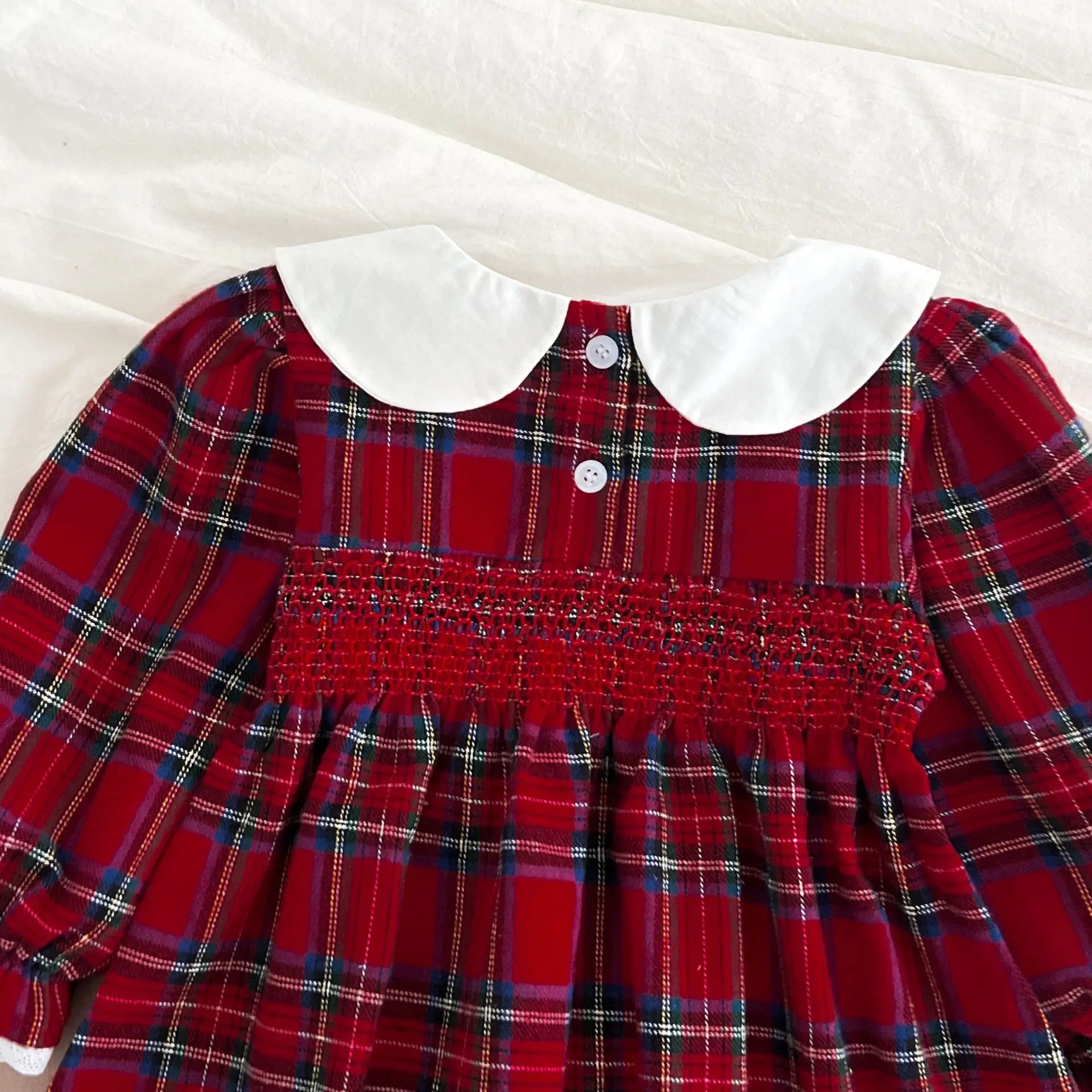 Christmas Infant Baby Girl Romper Autumn Winter Newborn Baby Girl Children Clothes Red Plaid Lapel Long Sleeved Newborn Romper