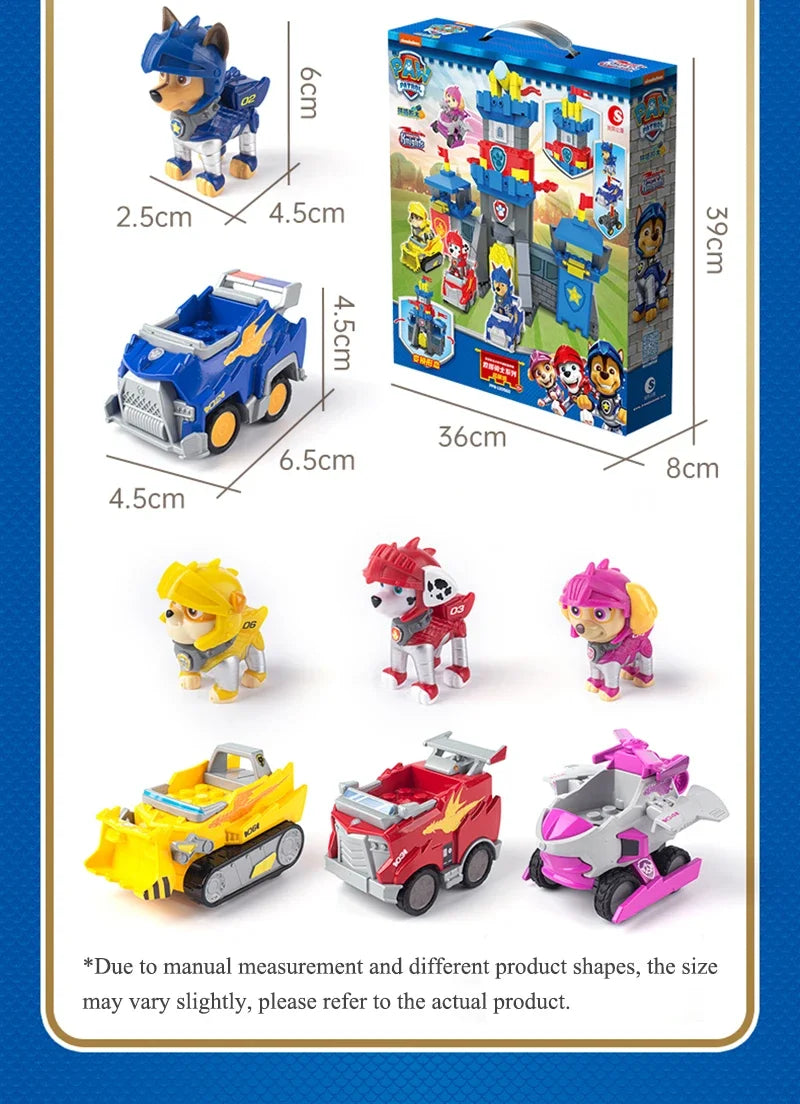 Paw Patrol Building Blocks Toys Rescue Knight Series Pullback Car Watchtower Rescue Base Command Center Lookout Tower Kids Gifts