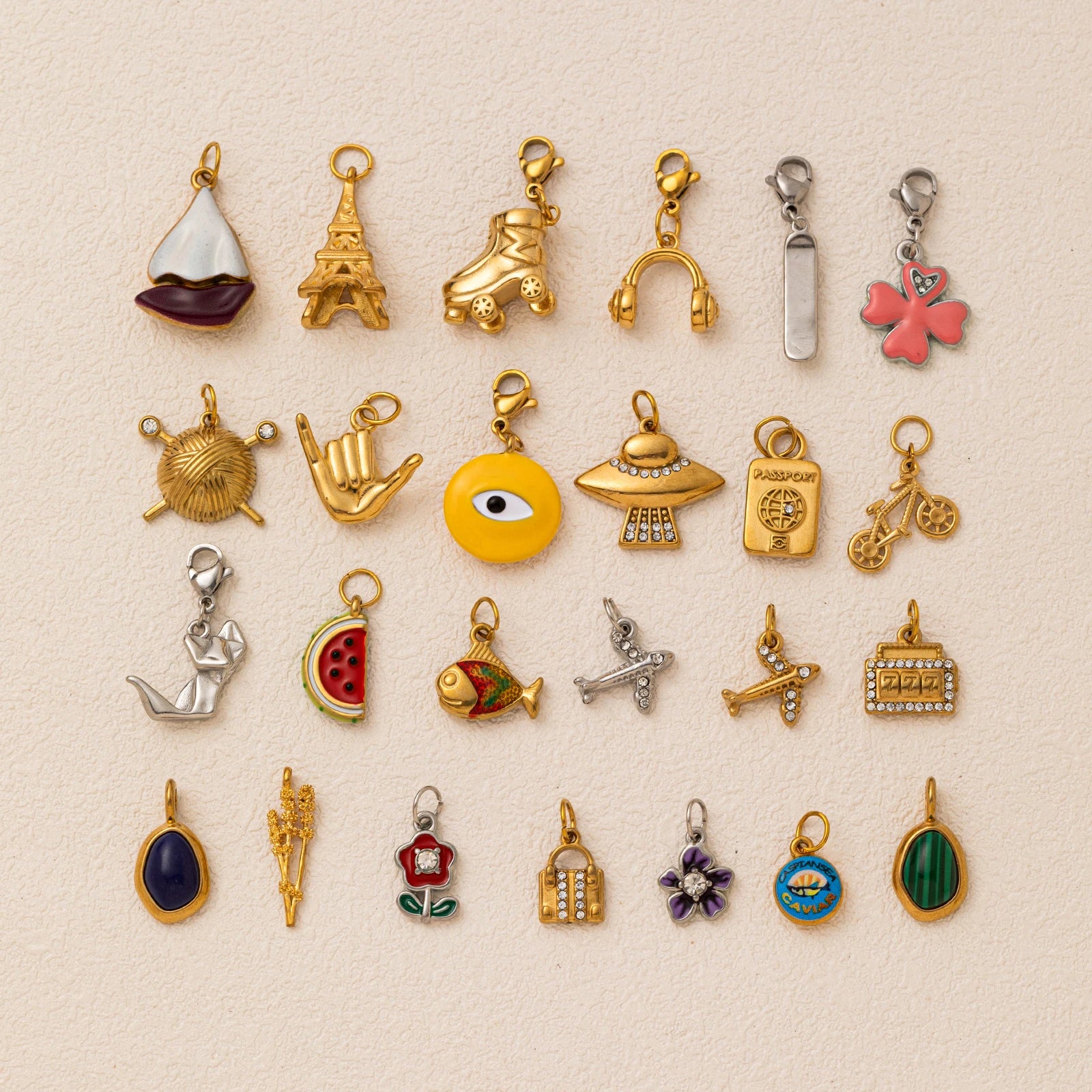 Cute Enamel Charms Stainless Steel 18K Gold Plated, DIY Jewelry Making Pendants for Handmade Necklac