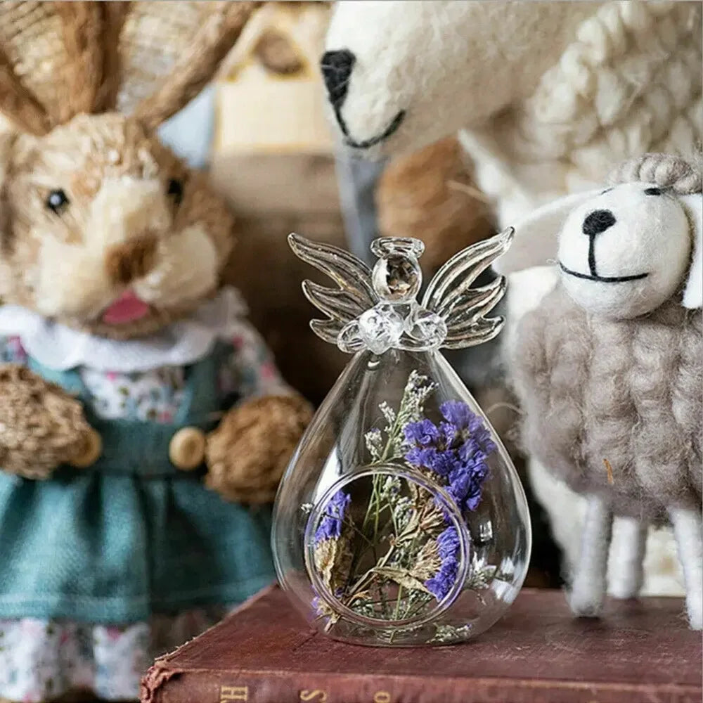 6/12 قطعة من حاملات الشموع الزجاجية الكريستالية اللطيفة على شكل ملاك لطاولة حفلات عيد الميلاد وعيد الشكر والنباتات الهوائية