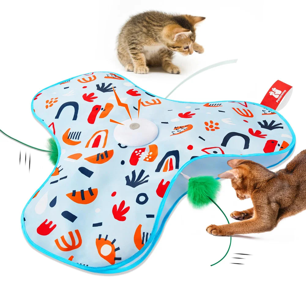 Smart Hide and Seek Cat Toy Electric Thermal Sensing Cat Catch Cover Real Mouse Squeaky Touch Activated Feather Teaser Wand
