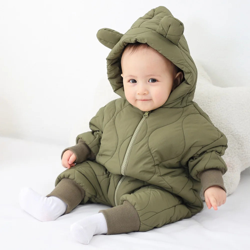 Baby Jumpsuit winter New plush and thick cotton clothing for Newborns crawling Clothes for infants and young baby outdoor clothe