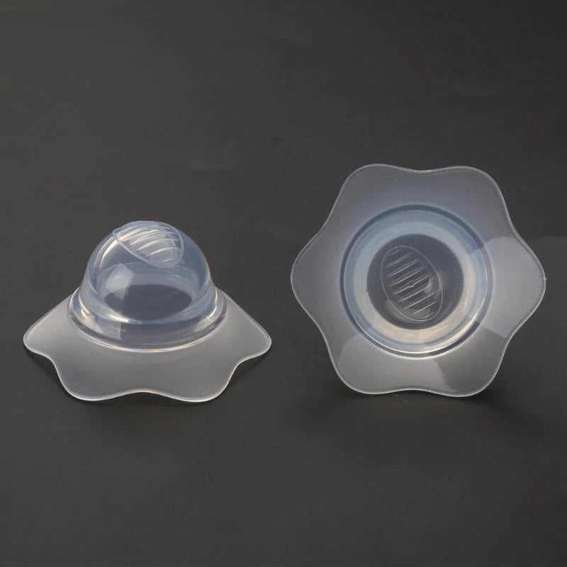 2Pcs for Nano Silver Silicone Nipple Corrector Petal-Shaped Extractor Suction