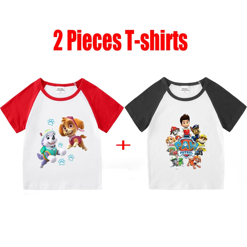 Children's PAW Patrol T-Shirt Kids Clothes Boys Girls Summer Cartoon Tops Short Sleeve Clothes 100% Cotton Baby Clothing