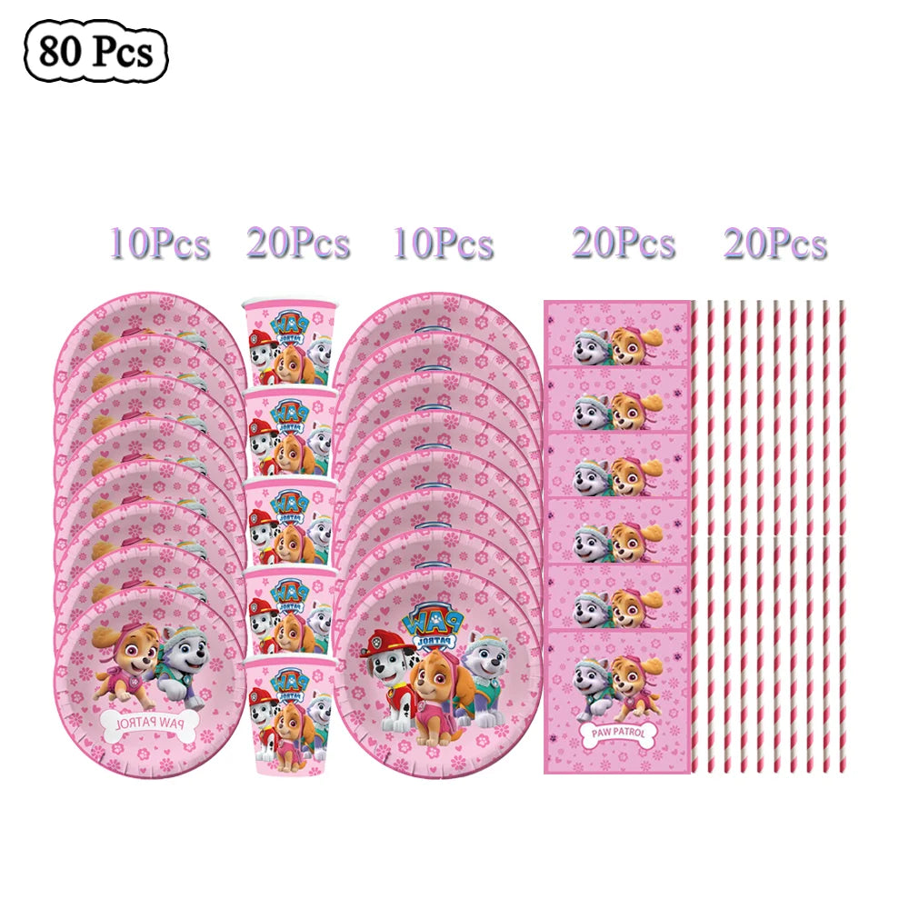 Paw Patrol Birthday Decorations Dogs Skye Disposable Tableware Party Package Tablecloth Kids Favor Childrens Party Supplies
