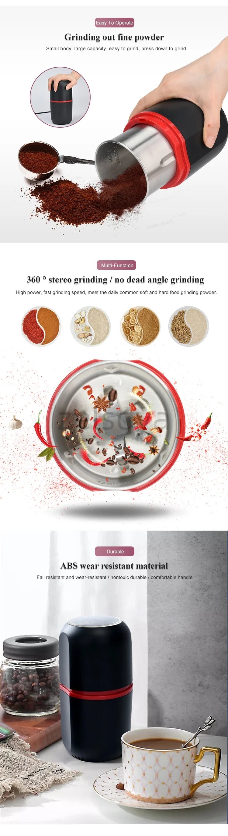 Electric bean grinder Coffee machine Home hand grinder hand coffee bean grinder Portable automatic grinder