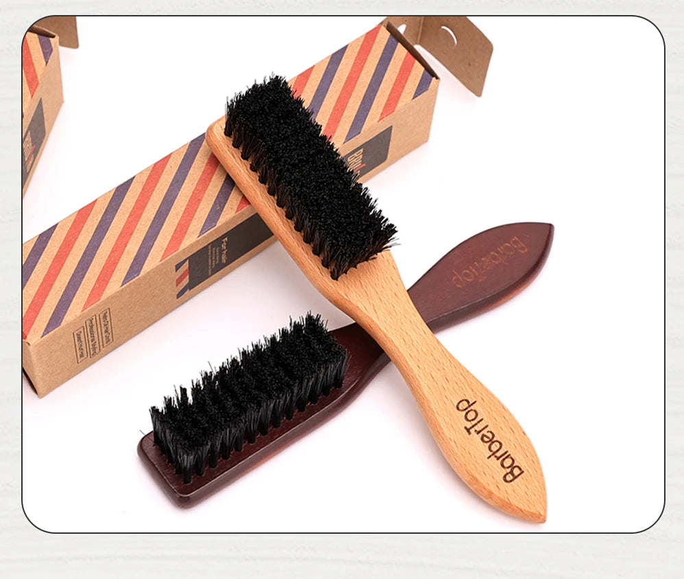 Barbertop Men Barbe Brosse Poignée boisée Brosse de nettoyage de cheveux doux Cheveux cassés