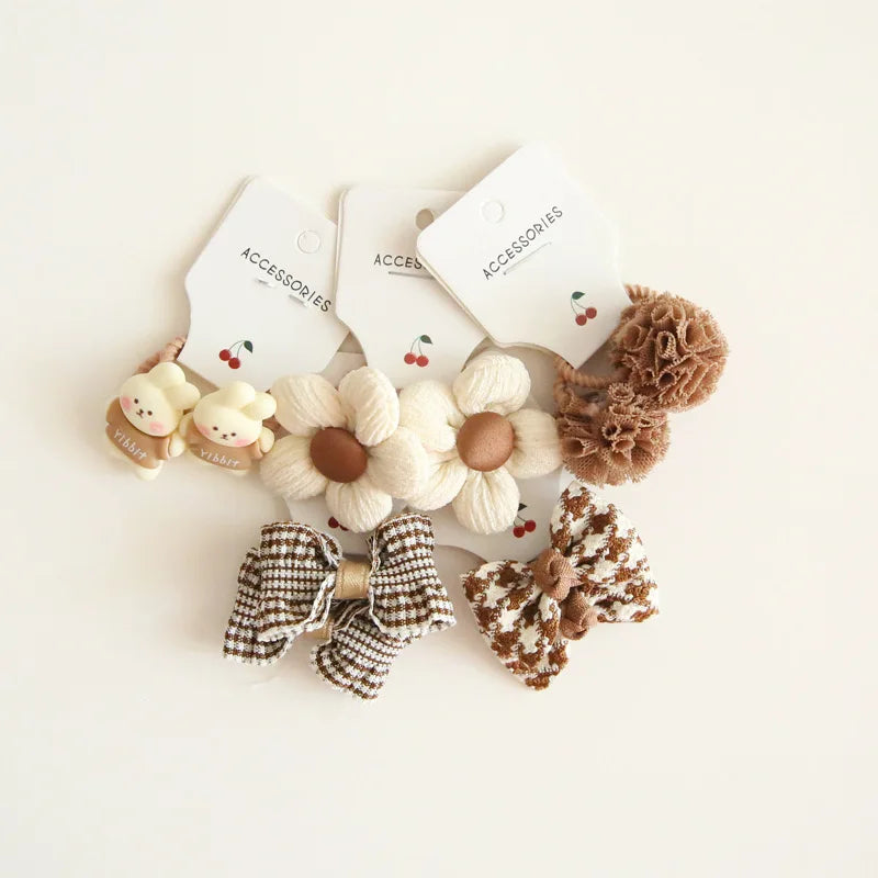 Elastic Hair Bow for Children, Children's Headwear, Hair Accessories for Girls, Cute Hair ties, Lovely Hair Rope, 10Pcs per Lot