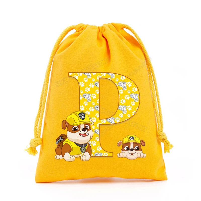 Paw Patrols Drawstring Storage Bag Rubble A-Z Letter Candy Gift Package Cartoon Key Pouch  Earphone Data Cable Dustproof Sacks