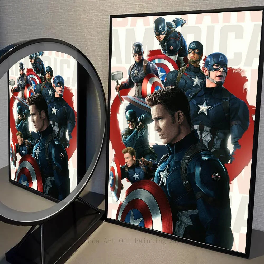 Marvel Movie Captain America Wall Art Posters Retro Style Modern Home Decor Canvas Painting Picture Prints Artwork Mural Print