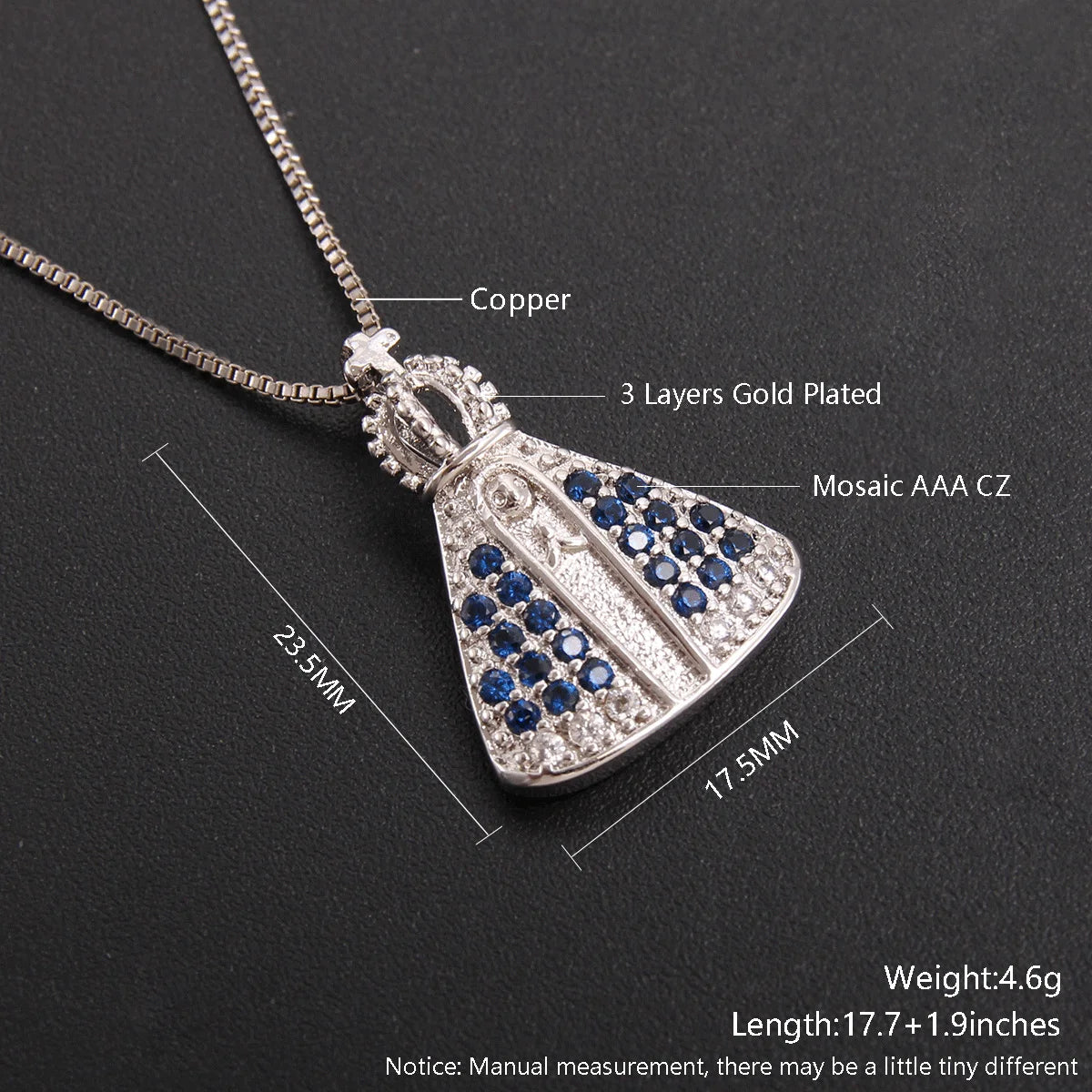 SUNSLL Trendy Geometric Religious Necklace Virgin Mary Zircon Pendant Choker For Women Ladies Party Fashion CZ Jewelry 1PC