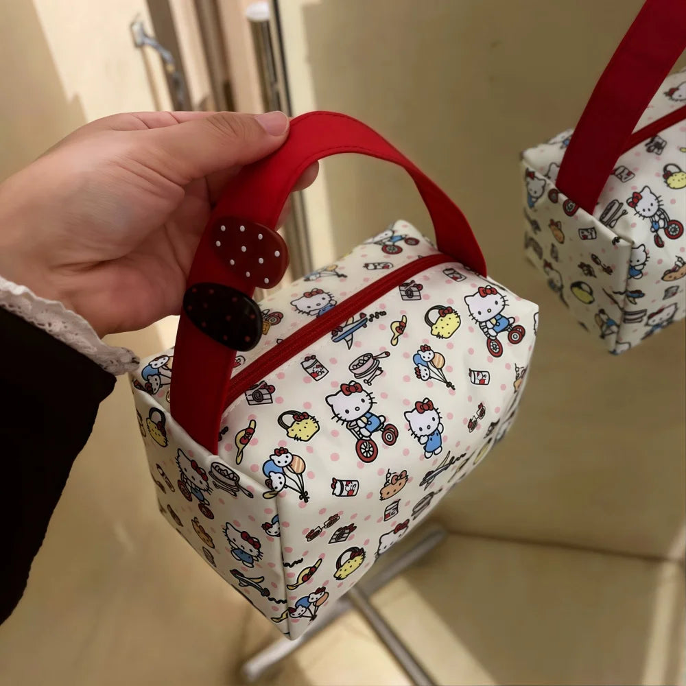 Hello Kitty Cosmetic Bag Large Capacity Travel Makeup Organizer Portable Toiletry Case Lipstick Storage Pouch Cute Cartoon Print