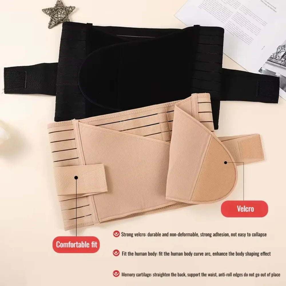 Memory Soft Rubber Bone Corset Postpartum Breathable High Fit Belly Band Adjustable Pregnant Tummy Belly Belt Wrap for Women