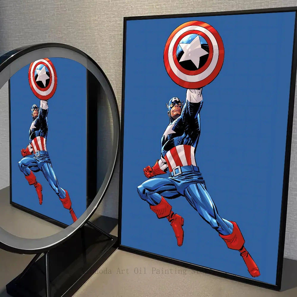 Marvel Movie Captain America Wall Art Posters Retro Style Modern Home Decor Canvas Painting Picture Prints Artwork Mural Print