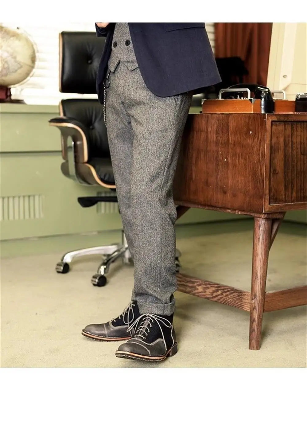 Pantalon de costume en laine style rétro