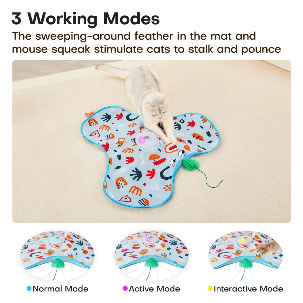 Smart Hide and Seek Cat Toy Electric Thermal Sensing Cat Catch Cover Real Mouse Squeaky Touch Activated Feather Teaser Wand