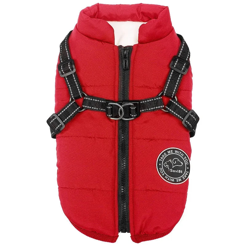 Winter Dog Clothes For Small Large Dogs Warm Big Dog Jacket Waterproof Pet Dog Coat With Harness Chihuahua Bulldog Puppy Costume
