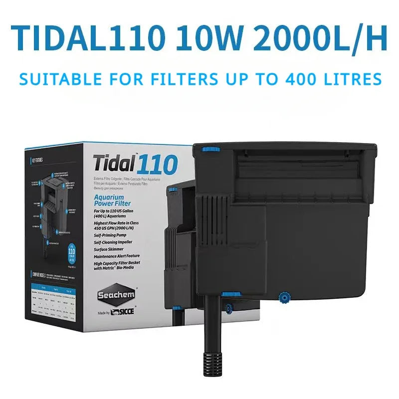 SICCE TIDAL35/55/75/110 Hang-on Filter for Aquarium Silent Waterfall Filter Pump Fish Tank External Flow Regulated 220V 50hHz