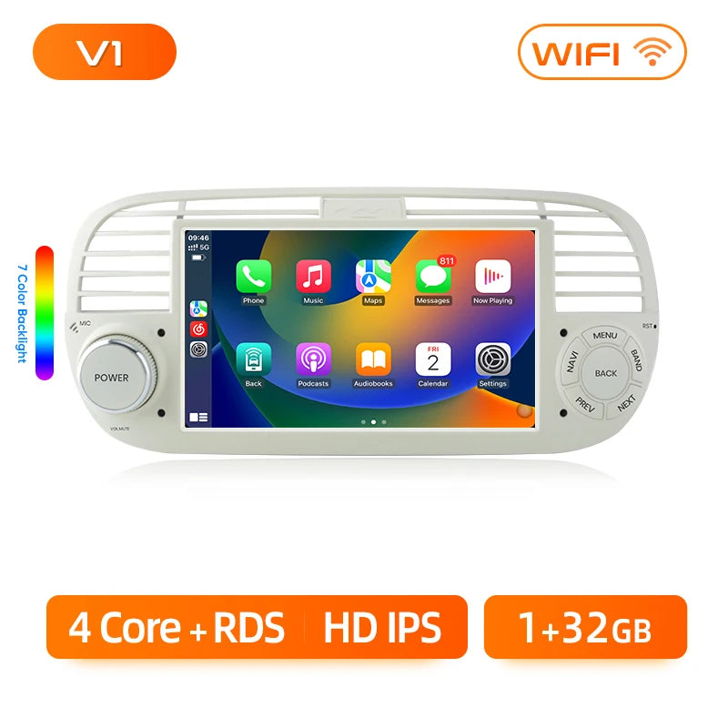 Junsun Android13 Car Radio For FIAT 500 500C Abarth 2007-2015 Car Smart Systems For Apple Carplay FM GPS SWC BT