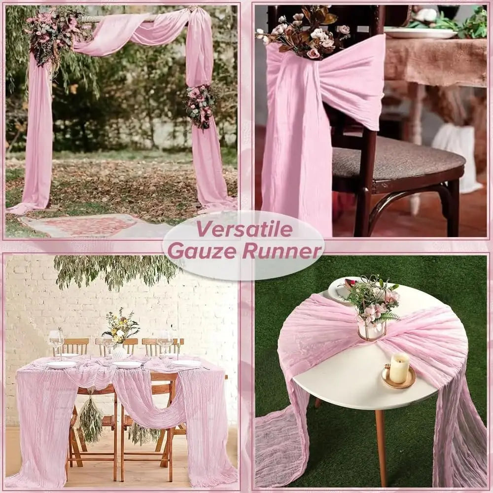 Lilac Purple Cheesecloth Table Runner Boho Rustic Gauze Lavender Purple Table Runner Wedding Bridal Shower Birthday Decoration