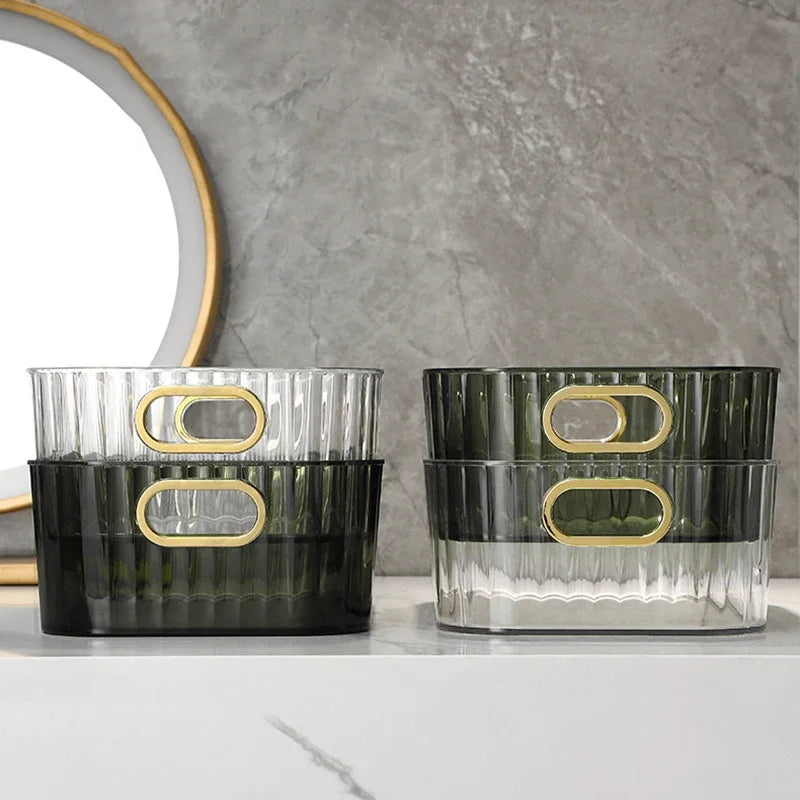 Cosmetics Box Desktop Storage Drawer Stackable Storage Box with Handle Makeup Organizers Basket Poatable Sundries Acrylic Rack