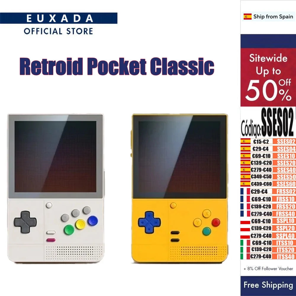 Retroid Pocket Classic Game Console 1240*1080 AMOLED 500Nits 3.92" Screen Custom 6 Keys 5000mAh Retro Handheld Game Console