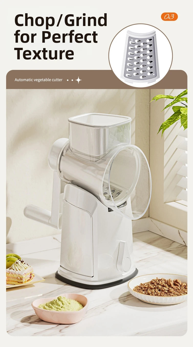 Household Manual Slicer, Stainless Steel Multi-Blade Design, Non-Slip Base, Portable And Easy To Clean, Kitchen Artifact