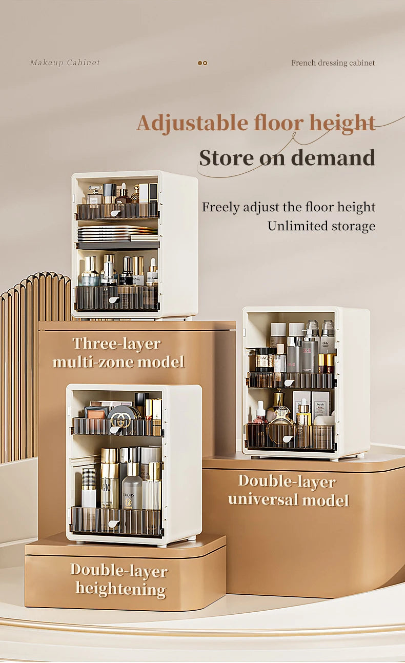 Desktop Cosmetic Storage Cabinet Large Capacity Drawer Makeup Organizer Box Luxury DustProof Perfume Lipstick Skincare Holder